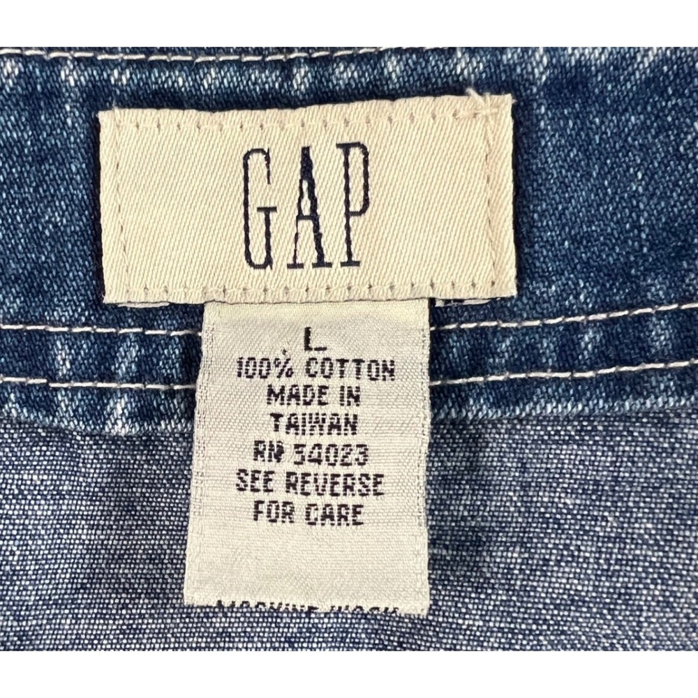 Gap Vintage Denim Vest Womens Large Cotton Medium Wash Blue Button Up V-Neck Y2K - Picture 8 of 8